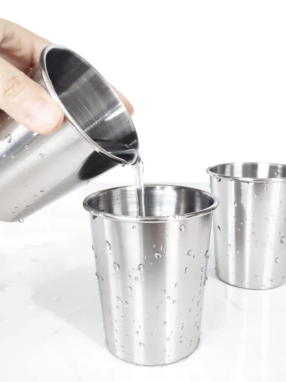 6 Pack 8 oz Stainless Steel Kids Cups, Children's Pint Cups, Stackable Metal Cup